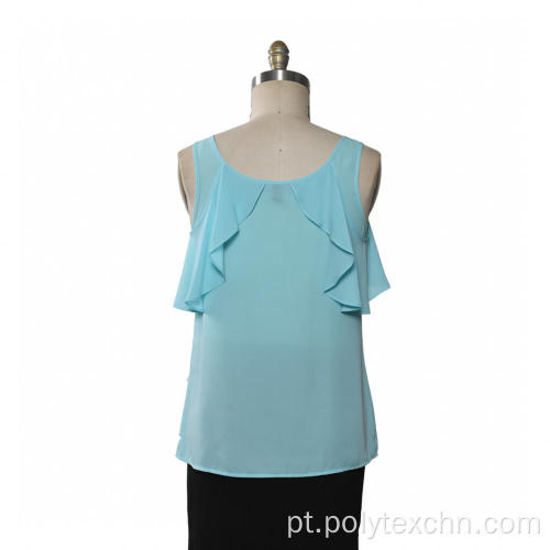 Senhoras Chiffon Blusa Plissado Manga